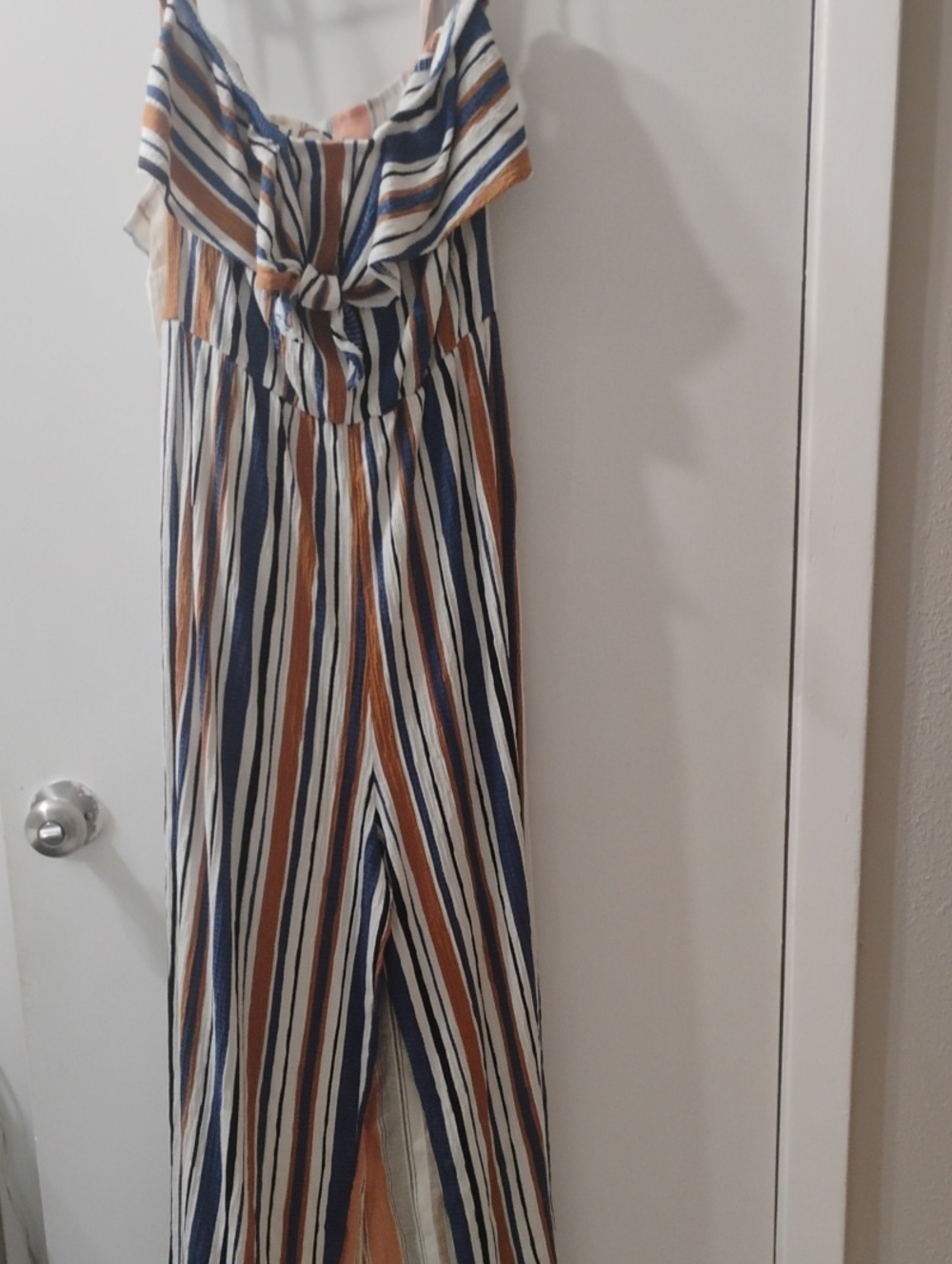 Striped strapless romper